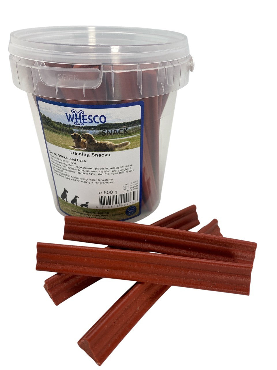 Whesco Dentasticks i bøtte Laks 500gr